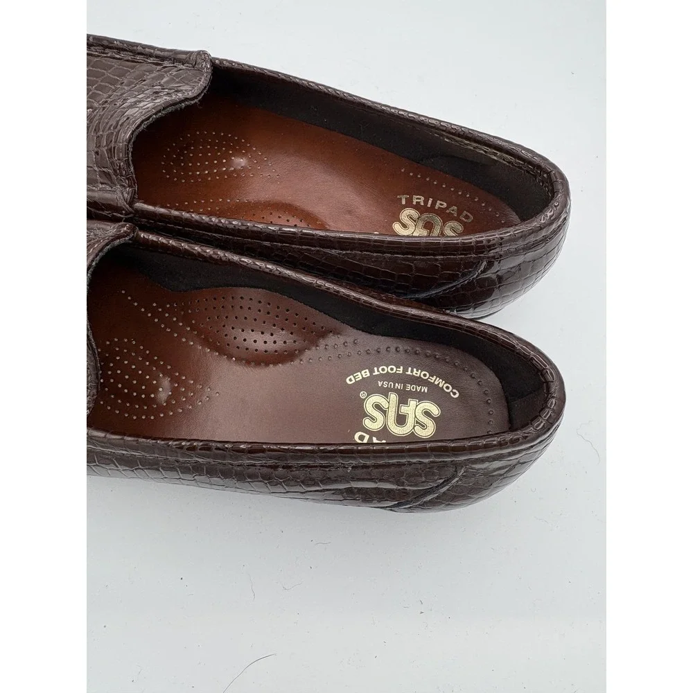 SAS Shoes Womens Size 7 Brown‎ Leather Loafers Slip On Comfort Tripad Walking